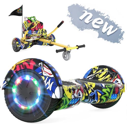 6,5 Zoll Hoverboard mit sitz hoverkart GO-Kart,Geschenk für Kinder und Erwachsene Bluetooth-Lautsprecher