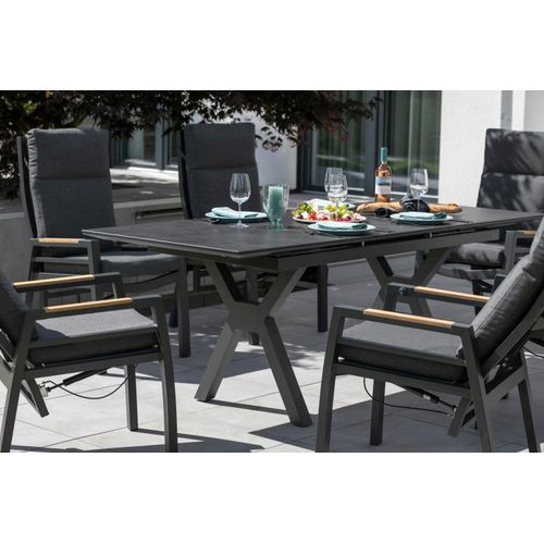 Gartenmöbelset Ausziehtisch Granada, 6er Set Dining Relaxsessel Sevilla