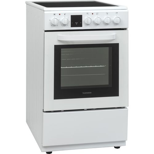 Telefunken Standherd mit Glaskeramik-Kochfeld | Elektroherd freistehend 50 cm breit | Herd mit Backofen und Kochfeld