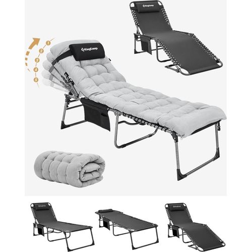 KingCamp Campingliege Sonnenliege mit Auflage Schwarz Outdoor Liege