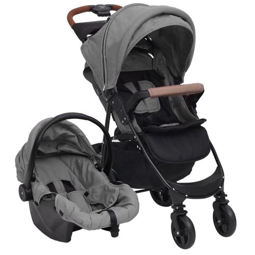 Möbel 3-in-1 Kinderwagen Hellgrau Stahl 2023