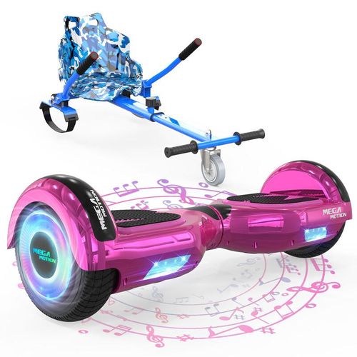 MEGA MOTION 6.5 Hoverboard mit sitz hoverkart GO-Kart für Kinder mit LED Leuchten & Bluetooth Musik Skateboard