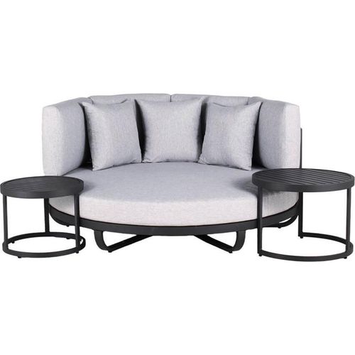Outdoor Daybed Ø 170cm Sonneninsel Sonnenliege Gartenliege Gartenliege grau