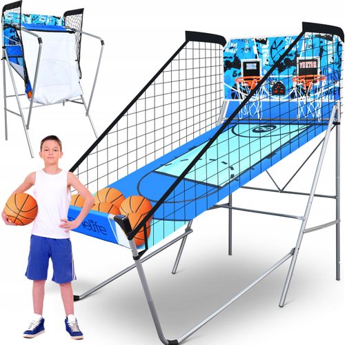 SereneLife Arcade Basketball Spiel, Klappbarer Einzel/Doppel-Basketballkorb, Elektronische Punkteanzeige, Robuste Konstruktion, Indoor/Outdoor -Sport