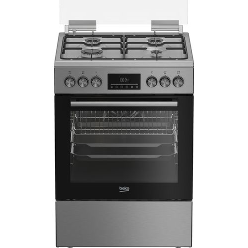 Beko Standherd Backofen Gas Kochfeld Heißluft Umluft Grill silber 60cm breit