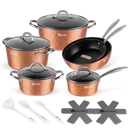 Topfset, Scheffler Topfset Induktion 15-teilig, Töpfe mit Glasdeckel, Kochtopf-Set chopper