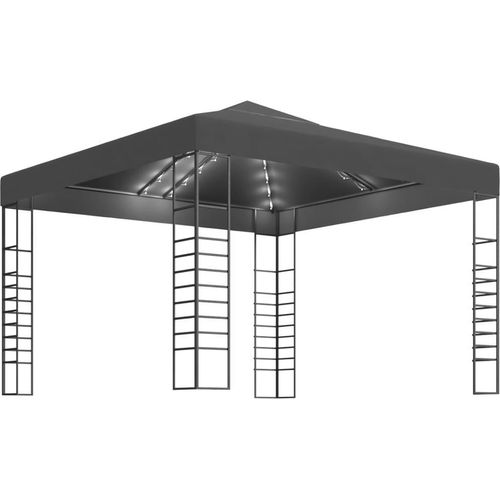 Gartenzelt mit LED-Lichterkette 3x3 m Anthrazit