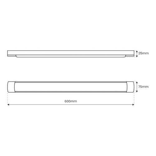 LED-Deckenleuchte Batten, Länge 60 cm, Alu, schwarz, 4.000 K