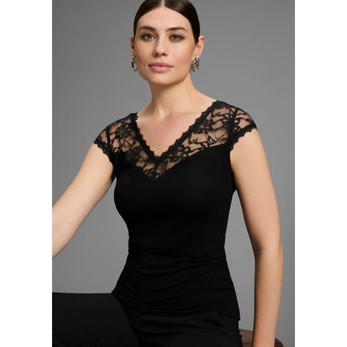 Melrose Spitzenshirt, taillierter Schnitt, elastisches Material, mit Spitzenband