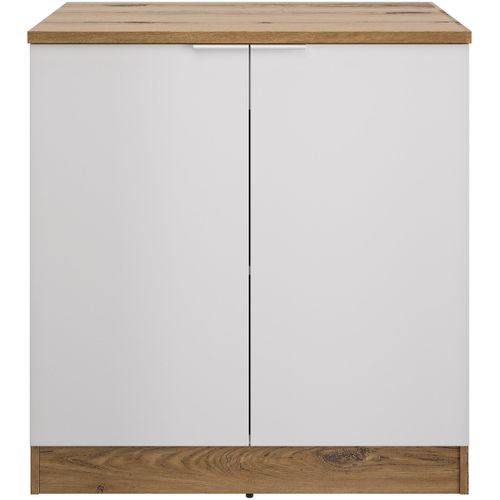 Unterschrank GAMI "Unterschrank 2 Tûren B.80 cm", weiß (eiche helvezia nachbildung, weiß), B:80cm H:86cm T:60cm, Holzwerkstoff, Schränke, Unterschrank, Unterschrank 2 Tûren B.80 cm