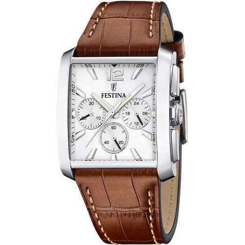 Chronograph FESTINA, braun, Armbanduhren, Herren, Armbanduhr, Quarzuhr, Herrenuhr, Stoppfunktion, Lederarmband