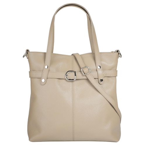 Shopper CLUTY, Damen, Gr. B/H/T: 30cm x 31cm x 11cm onesize, beige, Leder, leicht glänzend, unifarben, Taschen, echt Leder, Made in Italy