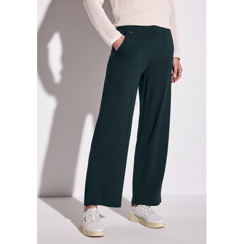 Stoffhose STREET ONE, Damen, Gr. 44, Länge 30, grün (hunter grün), Stoff, 95% Viskose, 5% Elasthan, unifarben, casual, loose fit normal, Hosen, im Loose Fit
