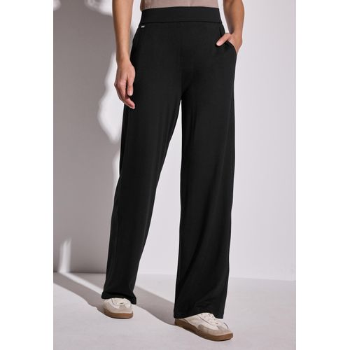 Stoffhose STREET ONE, Damen, Gr. 40, Länge 30, schwarz, Stoff, 95% Viskose, 5% Elasthan, unifarben, casual, loose fit normal, Hosen, im Loose Fit, Topseller