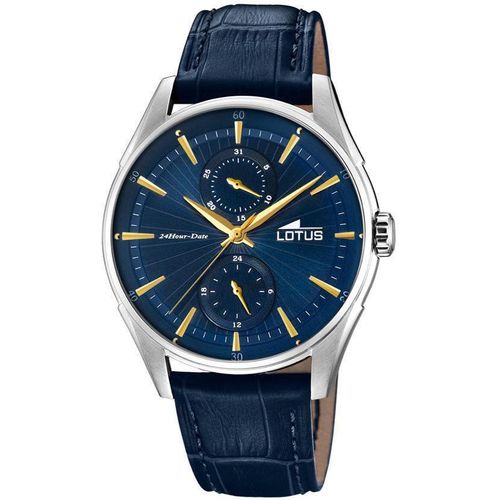 Lotus Herren Uhr Armbanduhr 18523/3 Lederarmband blau