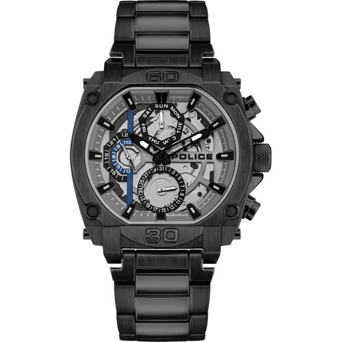 Police Herrenuhr Armbanduhr Edelstahl schwarz Multifunktionsuhr PL15472JSB.13M