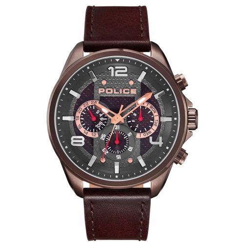Police Herren Armbanduhr Lederarmband braun PL15658JSBN.12