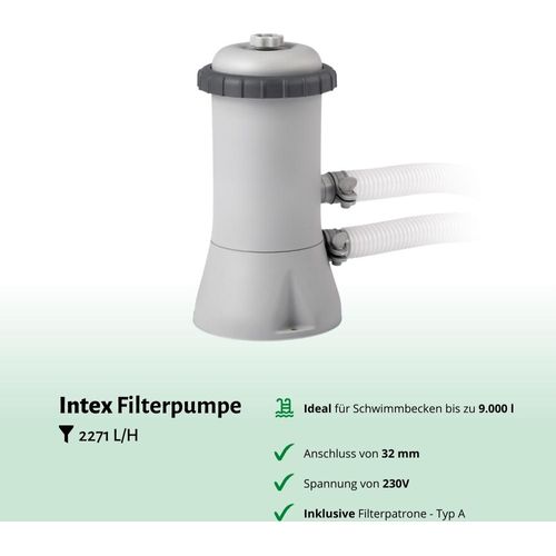 Intex runder aufblasbarer Easy Set-Schwimmpool – 366 x 76 cm – Blau – inklusive Pumpe Sonnensegel - Wartungspaket - Filter - Solarmatte - Leiter - Fußbad