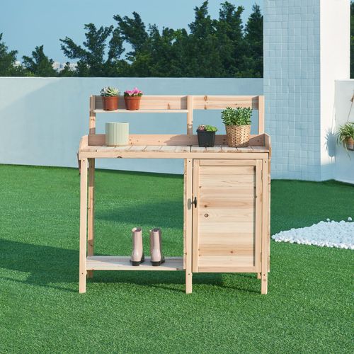 Pflanztisch ‘Alessano’ mit Schrank 110 x 107 x 46 cm Tannenholz