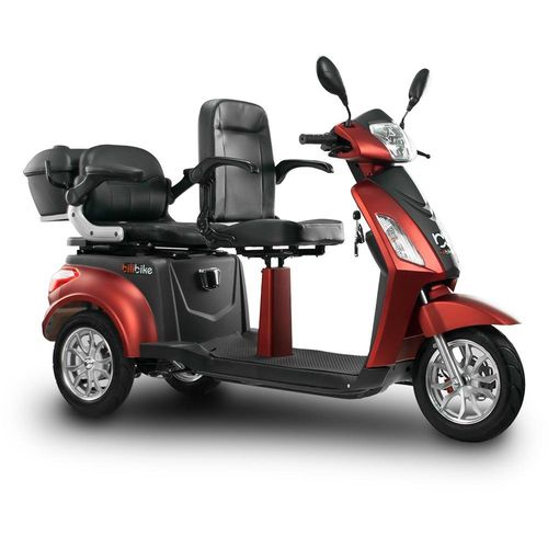 Seniorenmobil Elektromobil Senioren Roller BILI BIKE SHINO G5 mit Straßenzulassung, 2 Sitzer, TRIKE, 1000 W, 60V 20Ah, 25 km/h, Rot-Schwarz