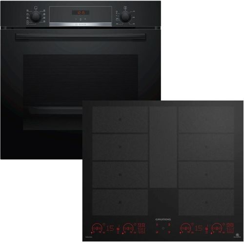 Herdset Bosch Backofen EcoClean mit Grundig Induktionskochfeld Booster autark 60 cm