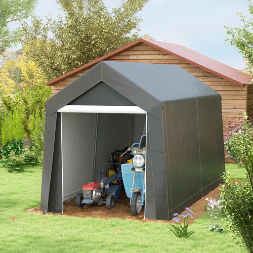 Outsunny Garagenzelt, 2,1 x 3,6 x 2,35 m Lagerzelt mit UV-Schutz, Reißverschlusstür, Wasserabweisend Foliengarage für Motorrad, Gartengeräte