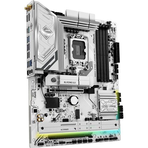 ASRock B860 STEEL LEGEND WIFI - Motherboard - micro ATX - LGA1851-Sockel - B860 Chipsatz - USB4, USB-C 3.2 Gen2, USB 3.2 Gen 2, USB 3.2 Gen 1 - 2.5 Gigabit LAN, Bluetooth, Wi-Fi 6E - Onboard-Grafik (CPU erforderlich)