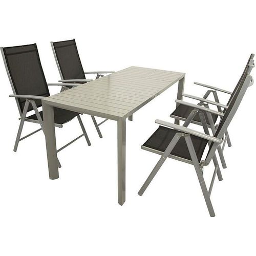 Gartenset Garten-Garnitur 5-teilig, Aluminium, Textillehne schwarz
