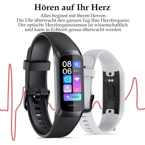 Damen Herren Smartwatch Fitness Tracker Sportuhr Schrittzähler mit Whatsapp Funktion Pulsuhr Laufuhr Armband Tracker Blutdruckmessung Android IOS