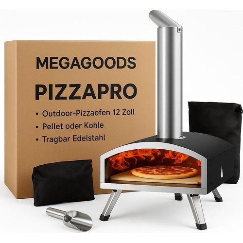 Outdoor Pizzaofen 12 Zoll Pellet Kohle, tragbar Edelstahl DE.