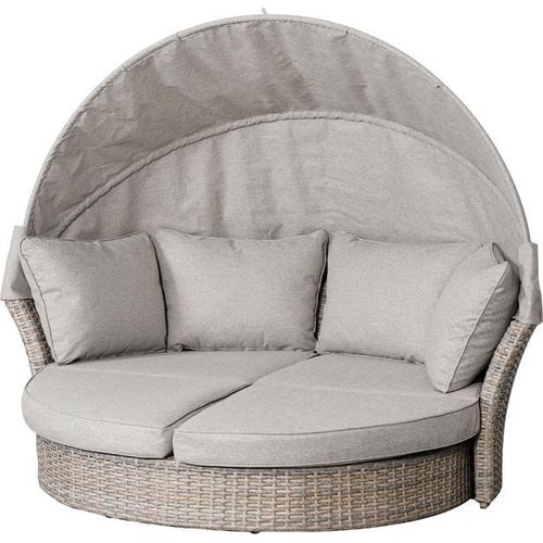 riess-ambiente Drehbare Sonneninsel SEATTLE 195cm taupe mit Sonnendach inkl. Kissen