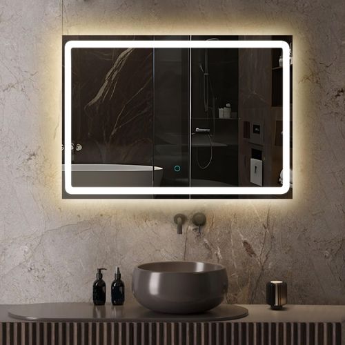 Lumoire® Badspiegel mit beleuchtung – 80 cm Rechteckig – Mit Anti-Beschlag
