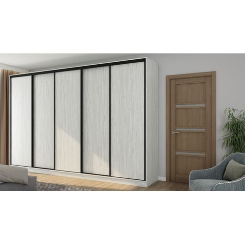 Schiebetürschrank 5D/380 in Anderson Kiefer mit Premium Beschlägen
