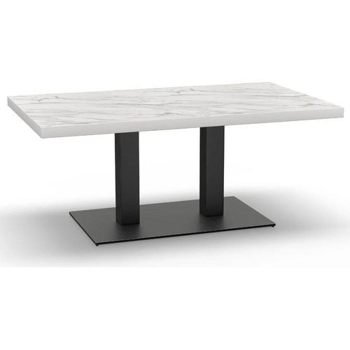 Gastro Loungetisch 110x60 cm | Marmor Weiß | Gusseisengestell