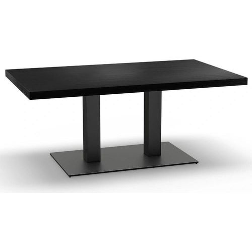 Gastro Loungetisch 140x80 cm | Dunkle Holzoptik | Gusseisengestell