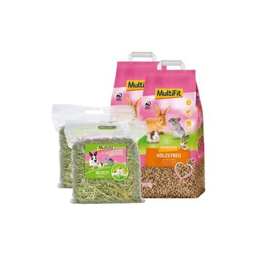 MultiFit 4er Set Holzstreu & Heu mit Kamille 11,5 kg