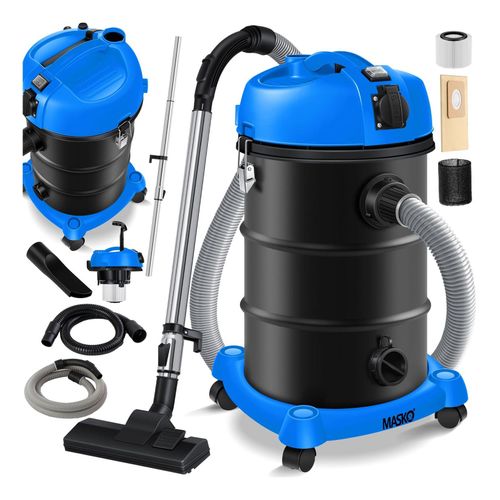 MASKO® 6IN1 Industriestaubsauger Staubsauger Nass Trocken Sauger Aschesauger 2300W + Steckdose ? Blasfunktion ? Trocken-Saugen & Nass-Saugen Industrie-Sauger mit & ohne Beutel beutellos