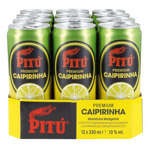 Pitu Premium Caipirinha Mixgetränk 10,0 % vol 0,33 Liter, 12er Pack