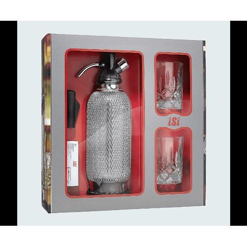 iSi Sodamaker Classic Geschenkset - Wassersprudler mit Gläsern - inkl. 6 Kapseln