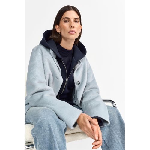 Fellimitatjacke RICHROYAL, Damen, Gr. 36, blau (skyway blau), Web, Obermaterial: 100% Polyester, unifarben, Casual, regular fit normal, Rundhals, eingesetzt gerader Abschluss, Jacken, mit Stehkragen