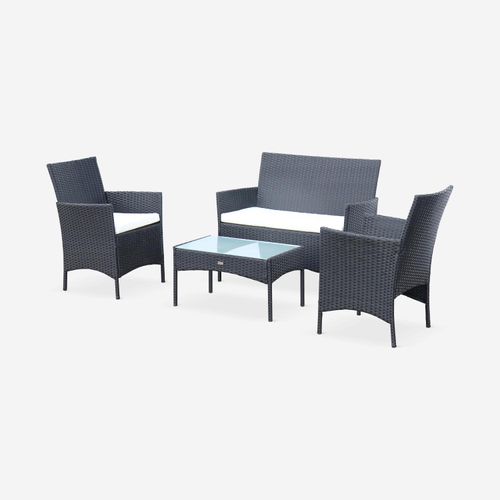 sweeek - Gartenset aus Polyrattan, 4 Plätze Moltès - Schwarz