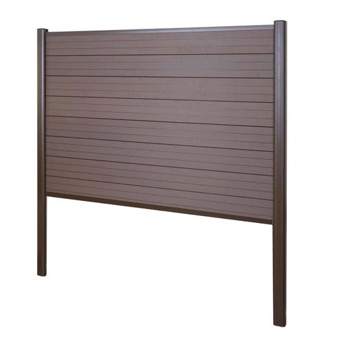 WPC-Sichtschutz Savoie, Zaun Windschutz, Alu-Pfosten zum Einbetonieren Basiselement, 190cm braun