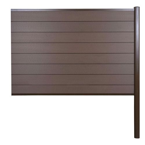 WPC-Sichtschutz Savoie, Zaun Windschutz, Alu-Pfosten zum Einbetonieren Erweiterungselement, 185cm braun