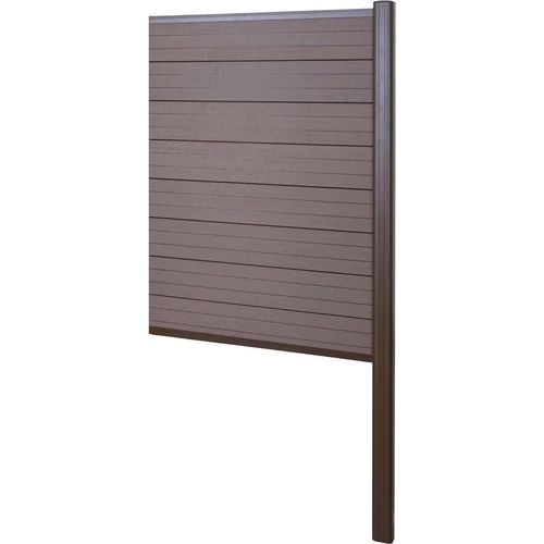 WPC-Sichtschutz Sarthe, Zaun Windschutz, Alu-Pfosten zum Einbetonieren Erweiterungselement schmal, 95cm braun