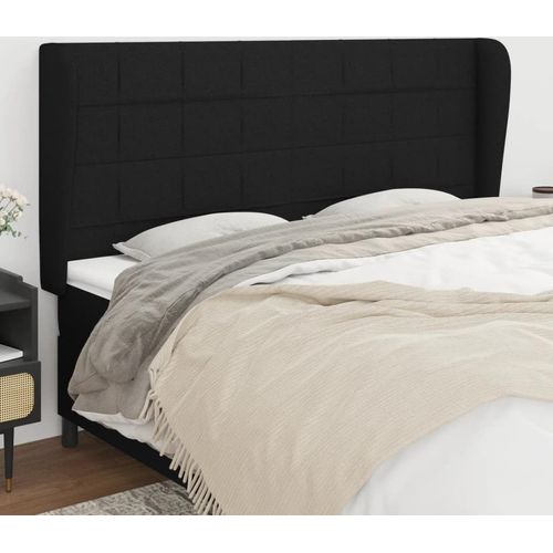 vidaXL Kopfteil mit Ohren Schwarz 203x23x118/128 cm Stoff