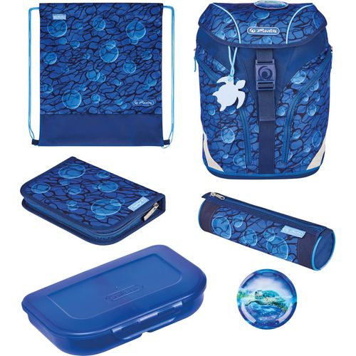 herlitz Schulranzen-Set SoftLight Plus GREENline Deep Sea Kunstfaser blau
