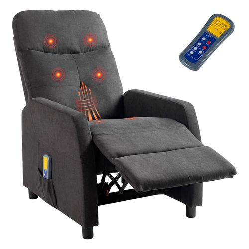 FCH Massagesessel,Fernsehsessel Ruhesessel mit Massagefunktion, Wärmefunktion, TV Sessel ,manuell verstellbare Rückenlehnenneigung, Dunkelgrau