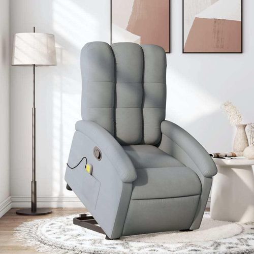 Massagesessel mit Aufstehhilfe Hellgrau Stoff 3204104