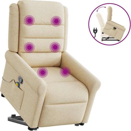 Massagesessel mit Aufstehhilfe Creme Stoff