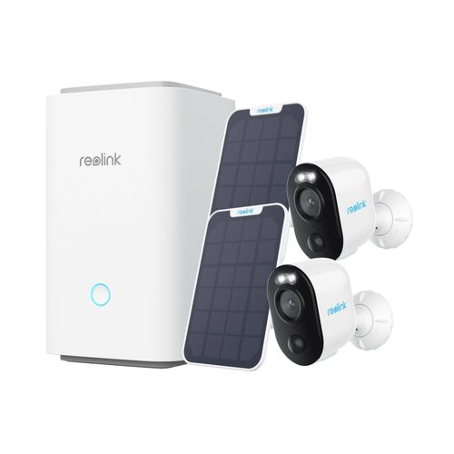 Reolink Argus 3 Ultra + SP 2Pack mit Home Hub, 4K 8MP Überwachungskamera Set Aussen Akku, Farbnachtsicht, 2.4/5GHz, Zentrale Verwaltung & Speicherung